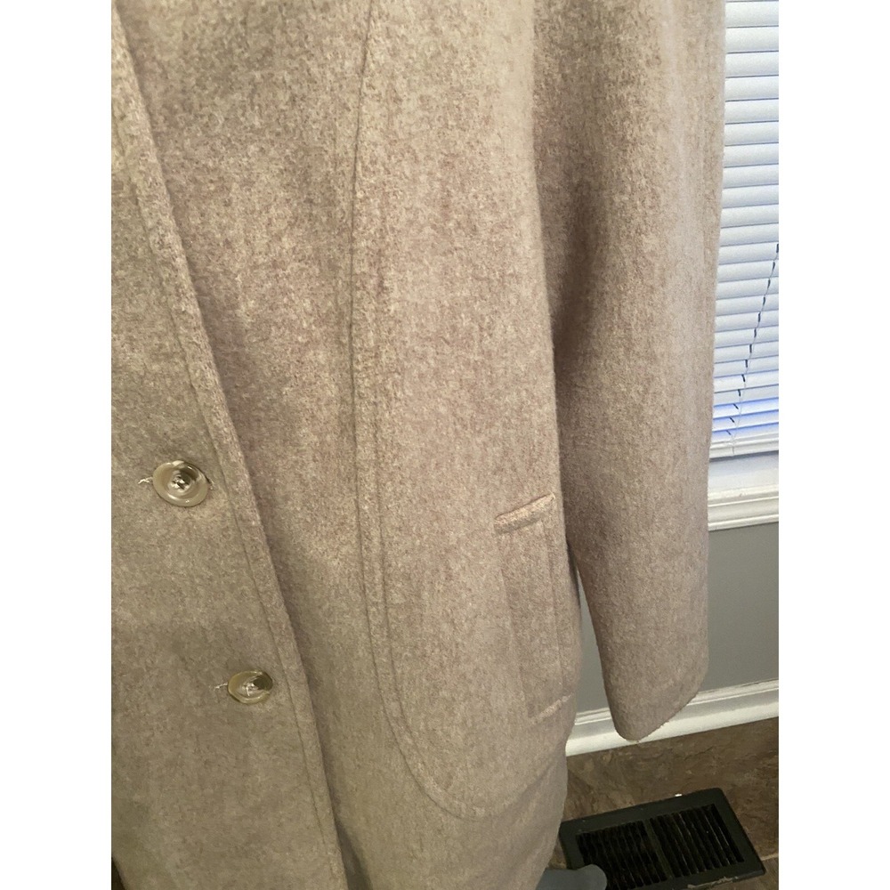 Herman Kay‎ Womens L Wool Coat Fitted Long Sleeve Button Front Pockets Beige VTG - Picture 3 of 12